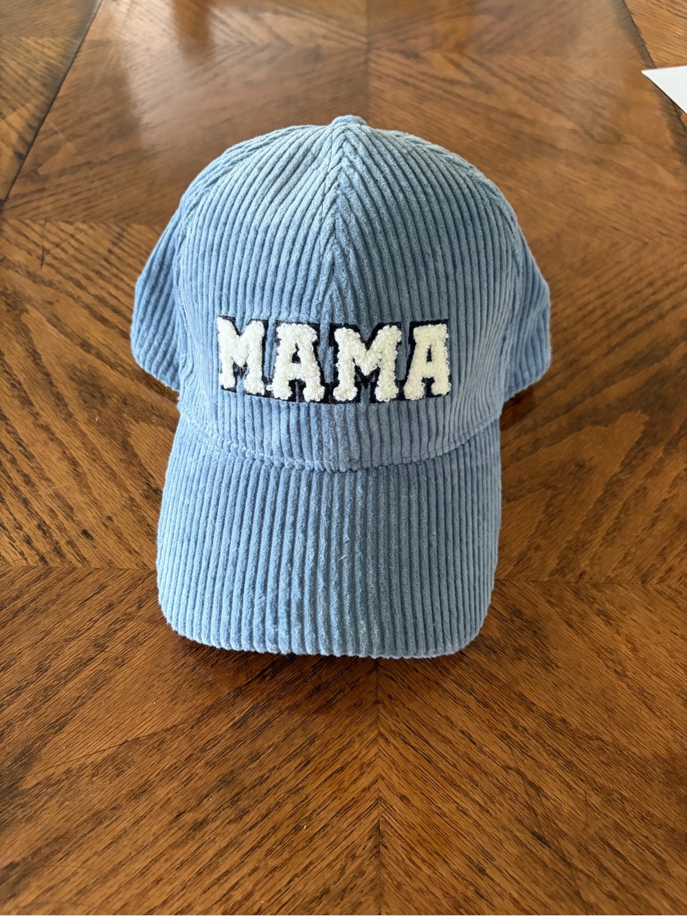 Light Blue 'MAMA' Corduroy Cap